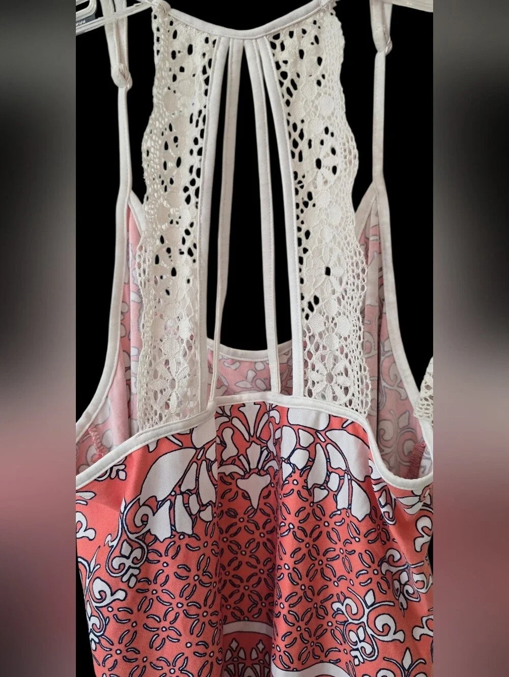 In Bloom By Jonquil Coral Printed Tank & Lace Trim Loung/sleep Shorts Set Size M